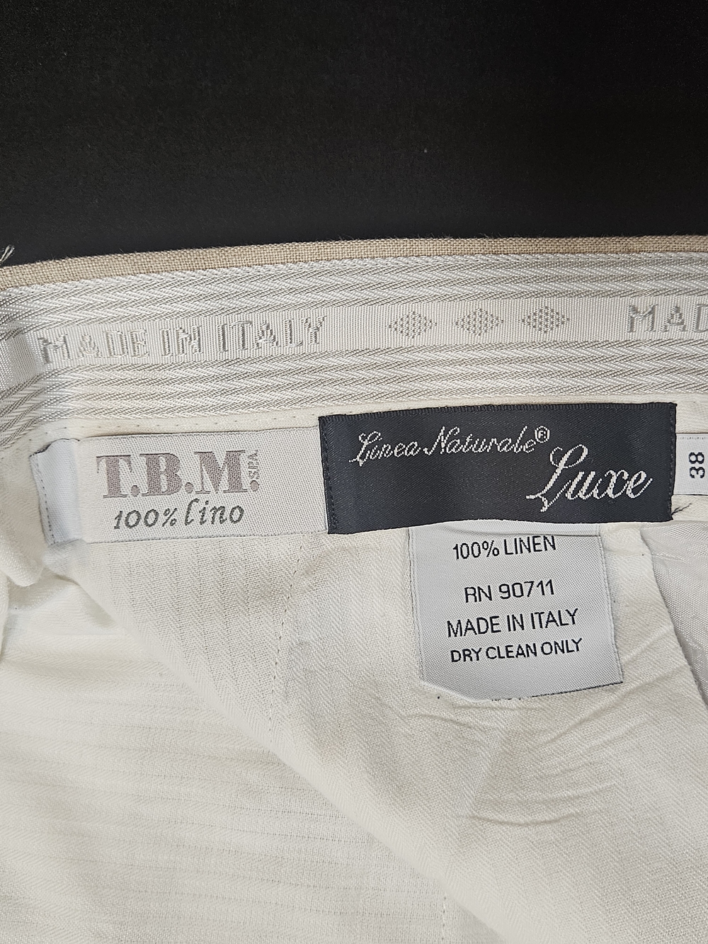 Linea Naturale Luxe Mens NWOT 100% Linen Beige Trousers Made in Italy Size 38 - Picture 12 of 16